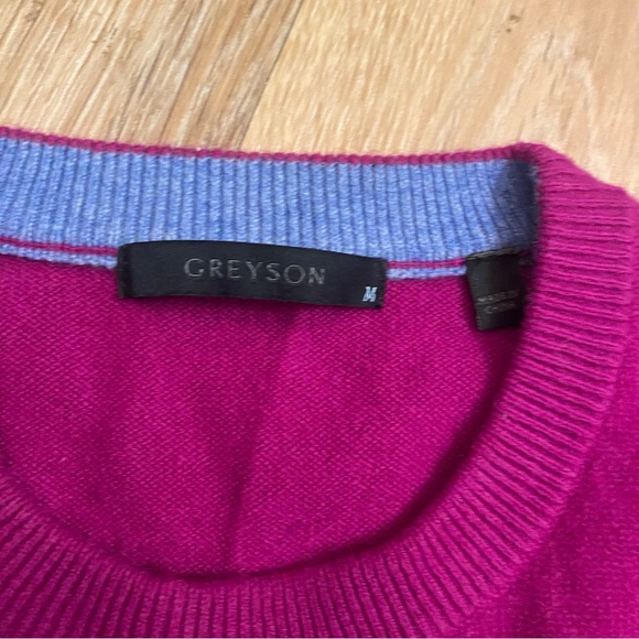 Greyson Golf Cashmere Wool Crewneck Sweater Tomahawk Pink Men’s M Casual Soft - Picture 3 of 4